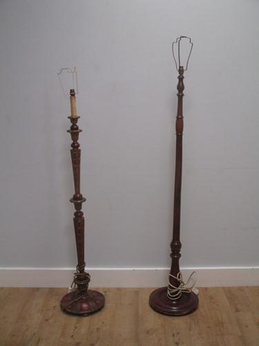 Lot 638 - A lacquered standard lamp and another mahogany...