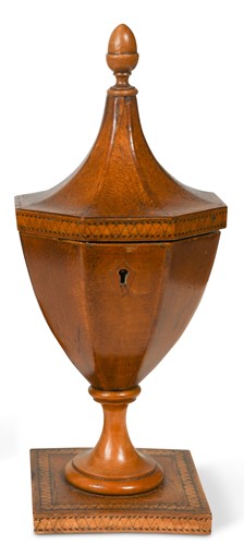 Lot 782 - A George III partridge wood pedestal urn-shaped tea caddy