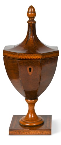 Lot 783 - A George III partridge wood pedestal urn-shaped tea caddy