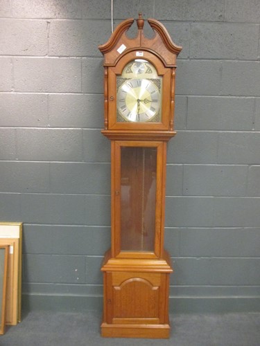 Lot 739 - A reproduction longcase clock with broken swan...