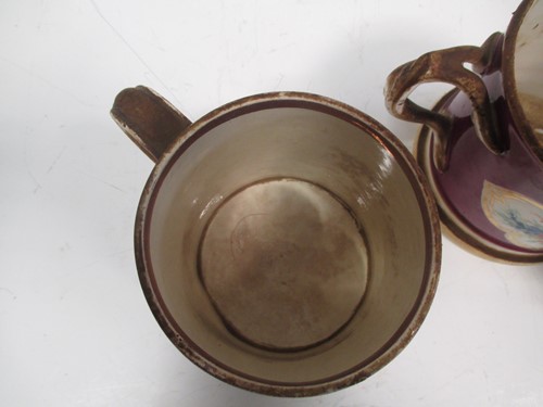 Lot 120 - Two jugs and a twin handled jug