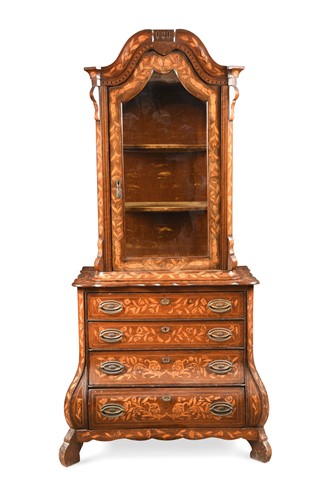 Lot 896 - A Dutch walnut and floral marquetry vitrine, 18th century and later