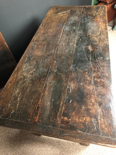 Lot 883 - A small oak refectory table, 18th century and later