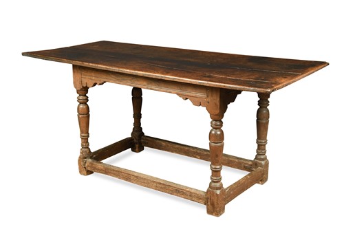 Lot 893 - An oak refectory table with two plank top, 18th century