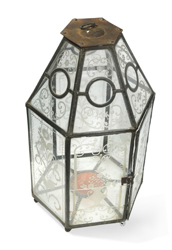 Lot 859 - A hexagonal hall lantern, early 20th century
