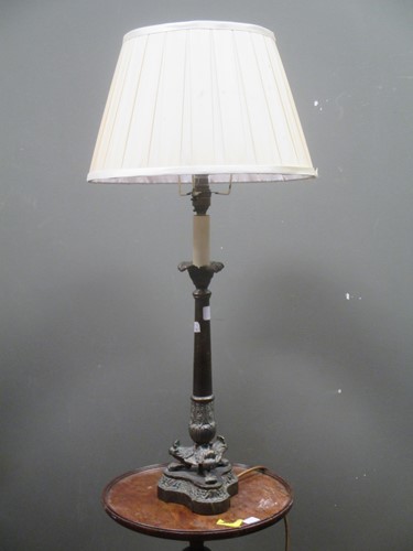Lot 515 - An Empire style bronze lamp, retailed by Harrods