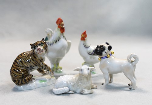 Lot 51 - A collection of Meissen miniature animals