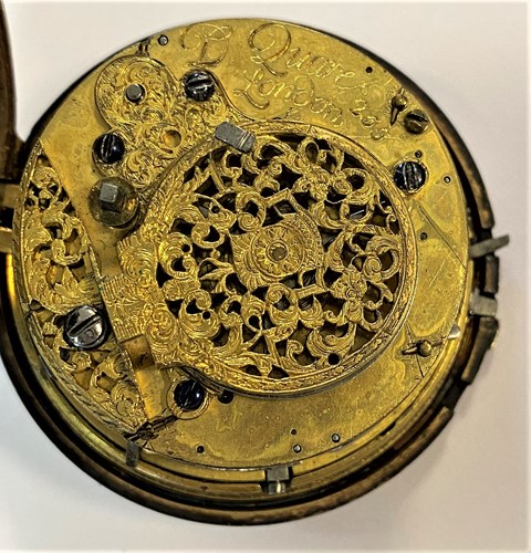 Lot 230 - Daniel Quare, London - A rare early 18th century repeating pair cased pocket watch with regulator aperture, No 255