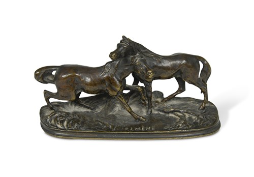Lot 803 - After Pierre-Jules Mêne (French, 1810–1879), a miniature bronze group