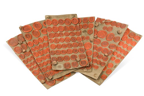 Lot 793 - Six sheets of 19th century red wax seals
