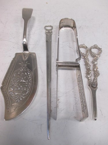 Lot 204 - A pair of silver asparagus tongs, together...