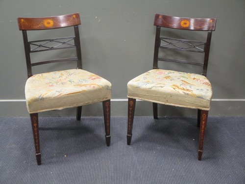 Lot 571 - A pair of Regency inlaid mahogany side chairs