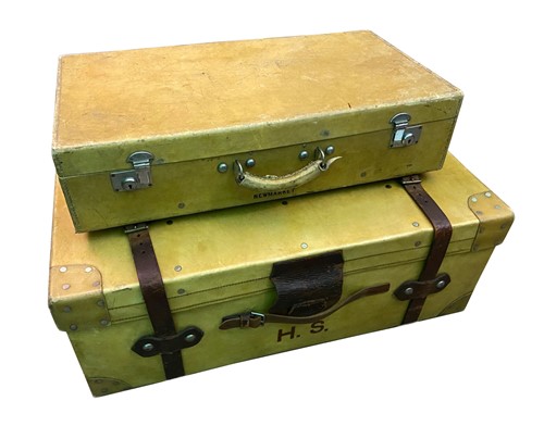 Lot 788 - A vellum trunk and suitcase