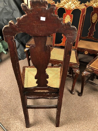 Lot 904 - A set of six Spanish painted side chairs, 19th century