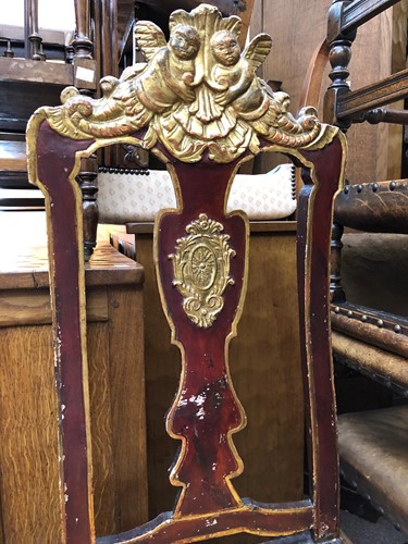 Lot 904 - A set of six Spanish painted side chairs, 19th century