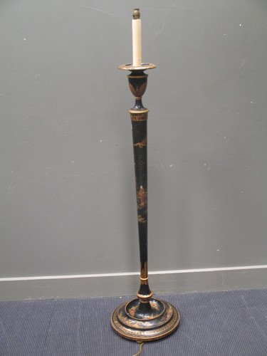 Lot 701 - A black lacquer chinoiserie standard lamp...
