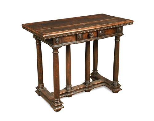 Lot 880 - An Italian stained soft wood side table, 18th century style