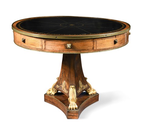 Lot 908 - A Regency rosewood library drum table of small proportions