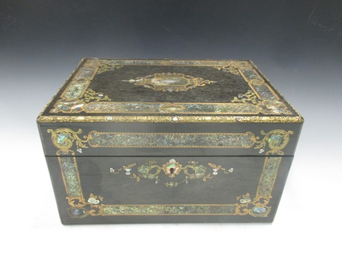 Lot 22 - A mother of pearl inlaid dressing case