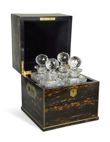 Lot 776 - A Victorian brass-bound coromandel decanter box