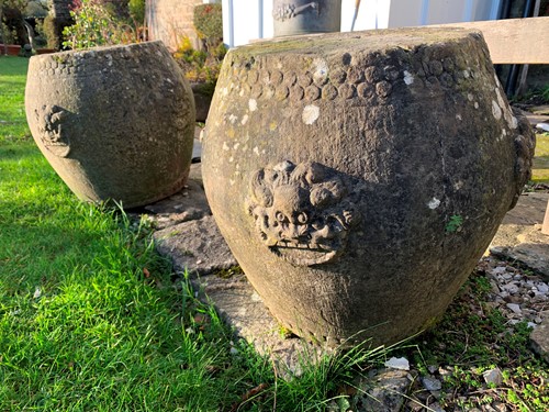 Lot 447 - A pair of Chinese carved grey stone garden barrel seats, probably 19th century