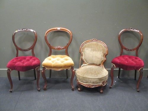 Lot 792 - A Victorian walnut framed nursing chair and a...