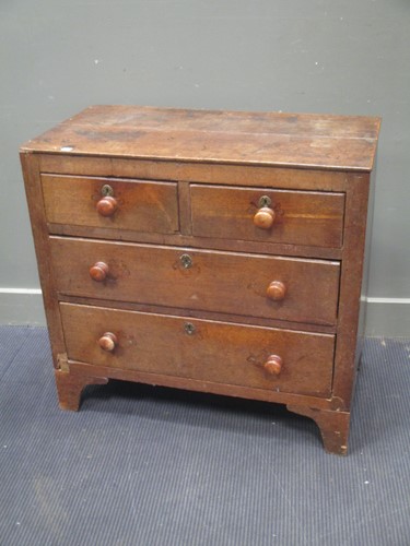 Lot 816 - An 18th century and later oak chest of drawers,...