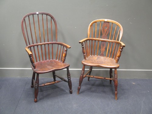 Lot 866 - Two ash and elm Windsor chairs, 19th century (2)