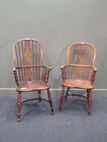 Lot 854 - Two ash and elm windsor chairs, 19th century