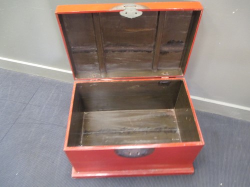 Lot 153 - An oriental red lacquered chest, perhaps...
