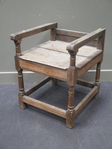 Lot 870 - An oak joined armchair - parts missing a.f