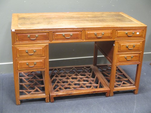 Lot 150 - A Chinese twin pedestal desk, 20th century,...