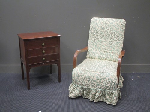 Lot 846 - A 1930s armchair and a mahogany music cabinet...