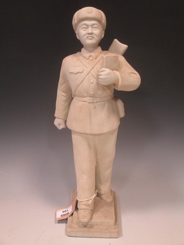 Lot 106 - A Chinese white unglazed porcelain figure of a...