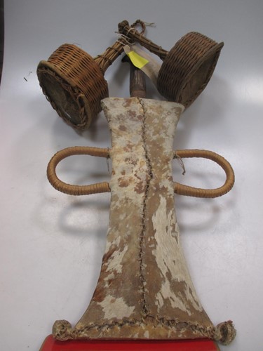 Lot 83 - Three African spears, two with barbs, all with...
