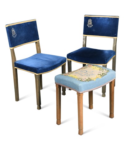 Lot 208 - An Elizabeth II limed oak coronation stool