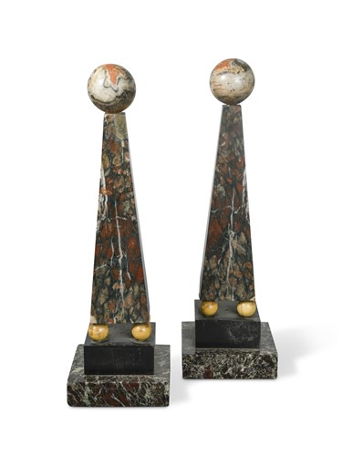 Lot 827 - A pair of 19th century marble obelisks