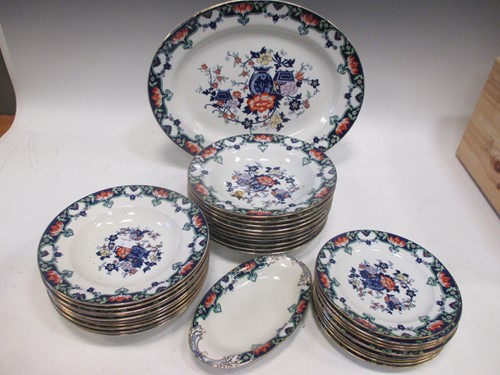 Lot 135 - A late Victorian blue patterned dinner service