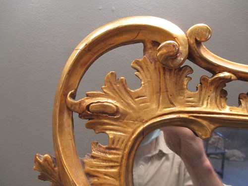 Lot 521 - Rococo style gilt frame mirror (damaged;...