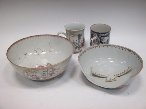 Lot 122 - Two 18th century Chinese polychrome mugs and...