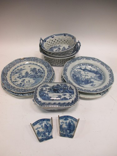 Lot 151 - Three Chinese export blue and white chestnut...