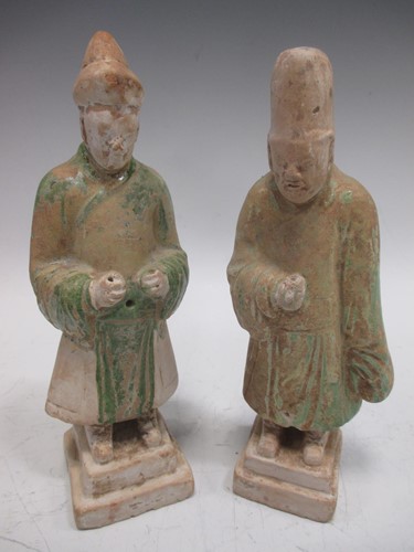 Lot 27 - Two Chinese pottery figures, possibly Tang,...