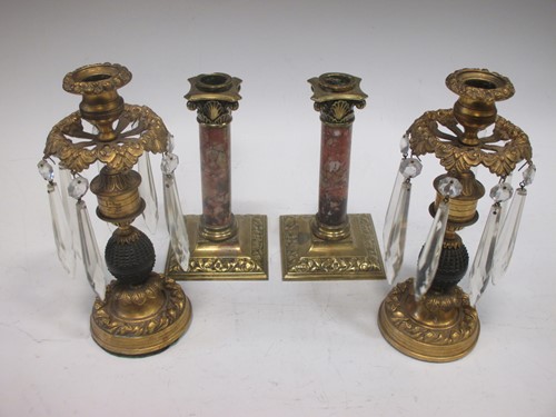 Lot 93 - A pair of 19th century gilt metal candle...