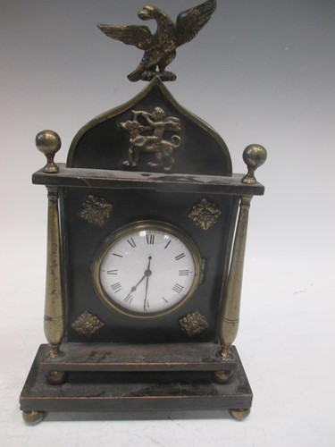 Lot 58 - An early 19th century ebonised and brass clock,...