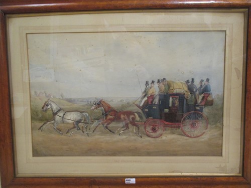 Lot 417 - The Hitchin Coach, watercolour 46 x 72cm