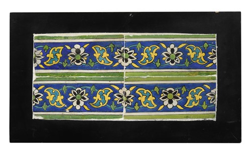 Lot 631 - A Persian Safavid border tiles panel, 17th century