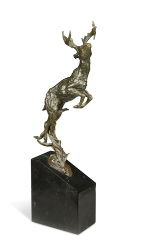 Lot 807 - A contemporary bronze model of a leaping stag