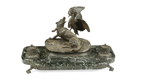 Lot 806 - After Agathon Léonard (1841-1923), a bronze mounted marble desk stand