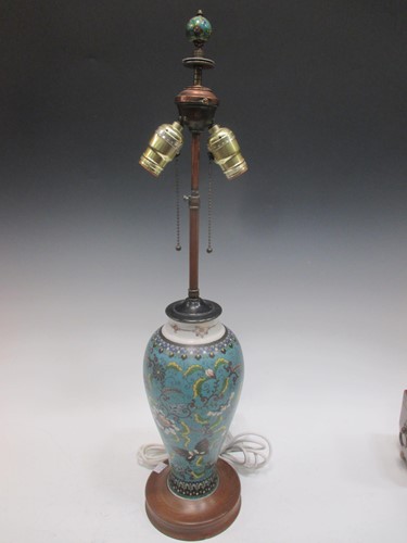 Lot 80 - A cloisonné style porcelain lamp