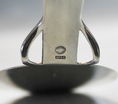 Lot 92 - Harald Nielsen for Georg Jensen, a Danish metalwares pyramid pattern cake slice and fork